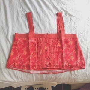 New KREWE red tropical print crop top